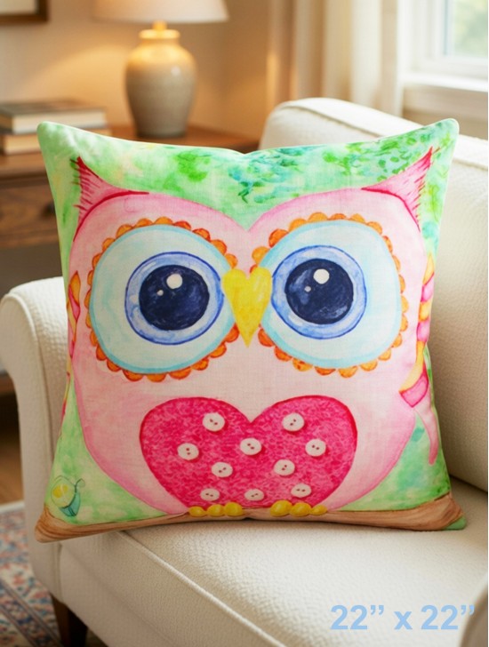 Large Owl Print Cushion & Filler